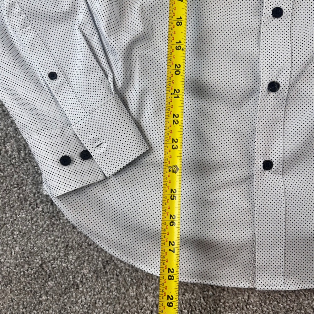 Con.struct Dress Shirt Mens Medium Polka Dot Slim Fit Performance Stretch NEW - Picture 6 of 6